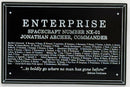 Star Trek DEDICATION PLAQUE